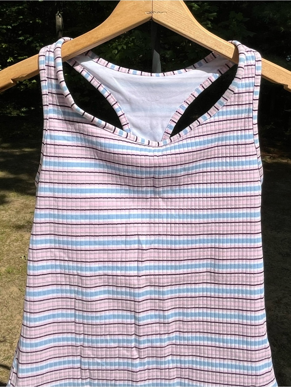 90s Prospirit Retro Athleisure Racerback Tank Top Size M Pastel Striped - Picture 10 of 12